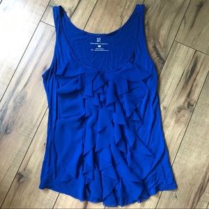 NY&C Royal Blue Chiffon Ruffle Tank Top